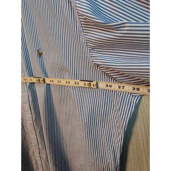 Vtg Ralph Lauren Shirt 17.5 35 Yarmouth 100% cotton Striped Blue Long Sleeve - Picture 5 of 7